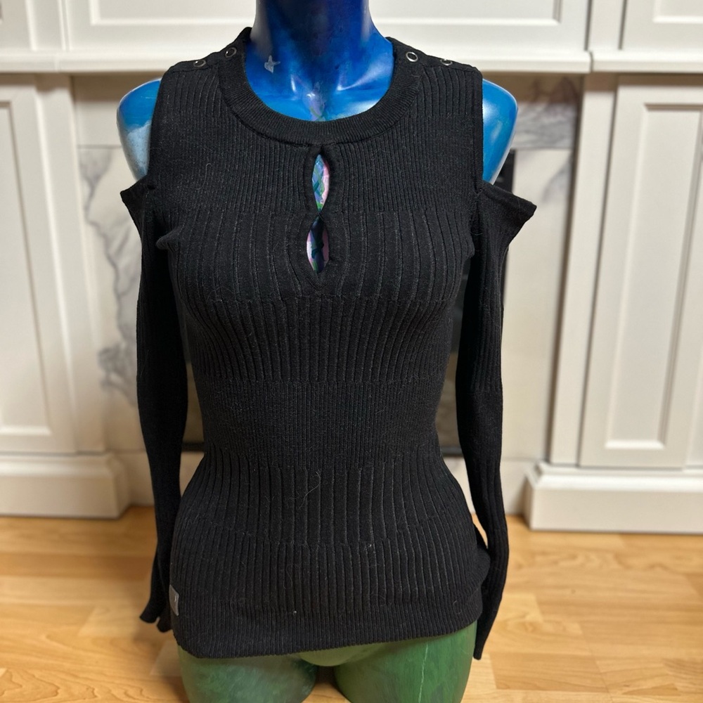 Karv Black Cold Shoulder Sweater